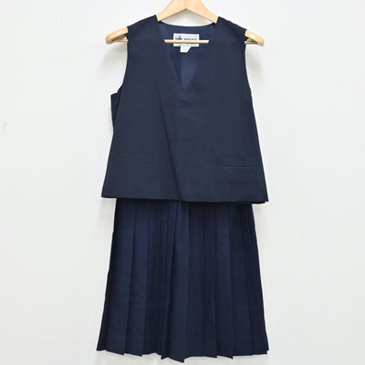 【中古】千葉県 佐倉市立志津中学校 女子制服 2点（ベスト・スカート）sf002001