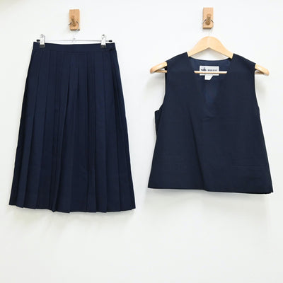 【中古】千葉県 佐倉市立志津中学校 女子制服 2点（ベスト・スカート）sf002001