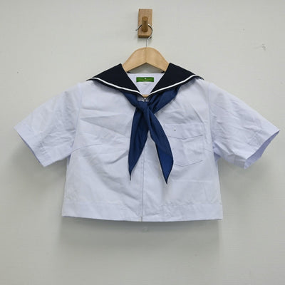 【中古】福岡県 国立大学法人福岡教育大学附属福岡中学校 女子制服 3点（セーラー服・ニット）sf002019