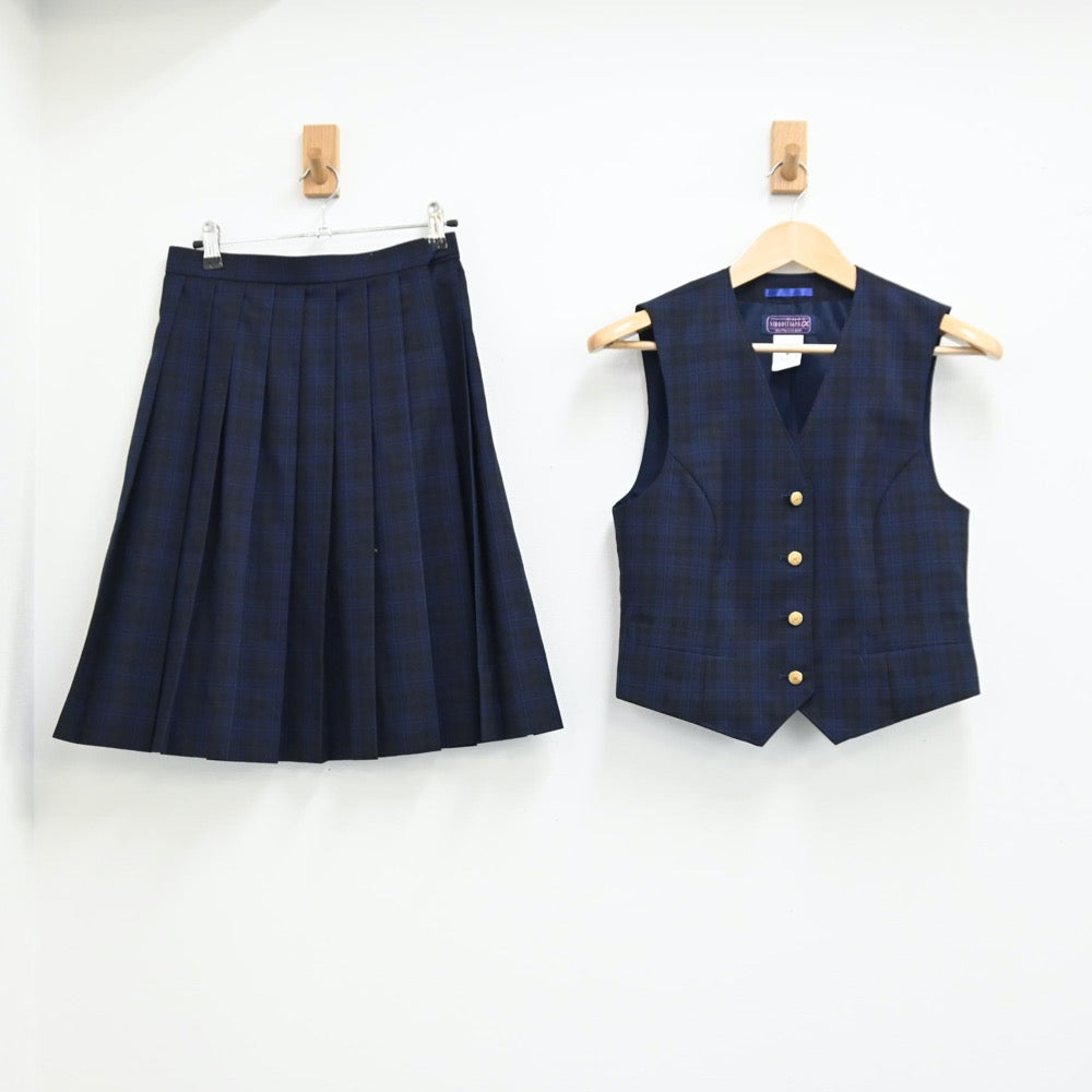 【中古】千葉 千葉県立幕張総合高校 女子制服 2点（ベスト・スカート）sf002038