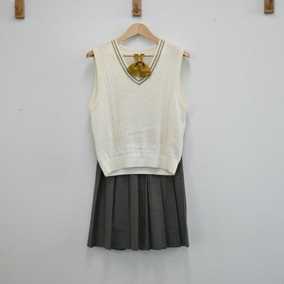 【中古】宮城県 宮城教育大学附属中学校 女子制服 3点（ニットベスト・スカート）sf002086