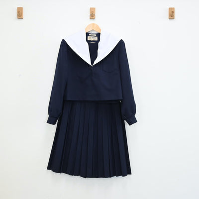 【中古】愛知県 天神山中学校 女子制服 3点（セーラー服・スカート）sf002089