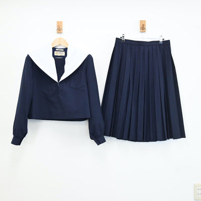 【中古】愛知県 天神山中学校 女子制服 3点（セーラー服・スカート）sf002089