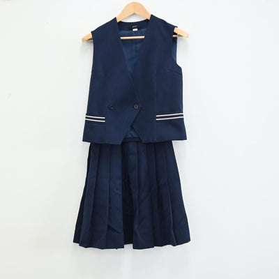 【中古】長崎県 南高校 女子制服 2点（ベスト・スカート）sf002133