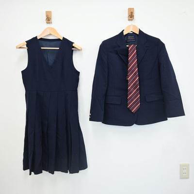 【中古】熊本 熊本市立必由館高校 女子制服 4点（ブレザー・ニット・ジャンパースカート）sf002153