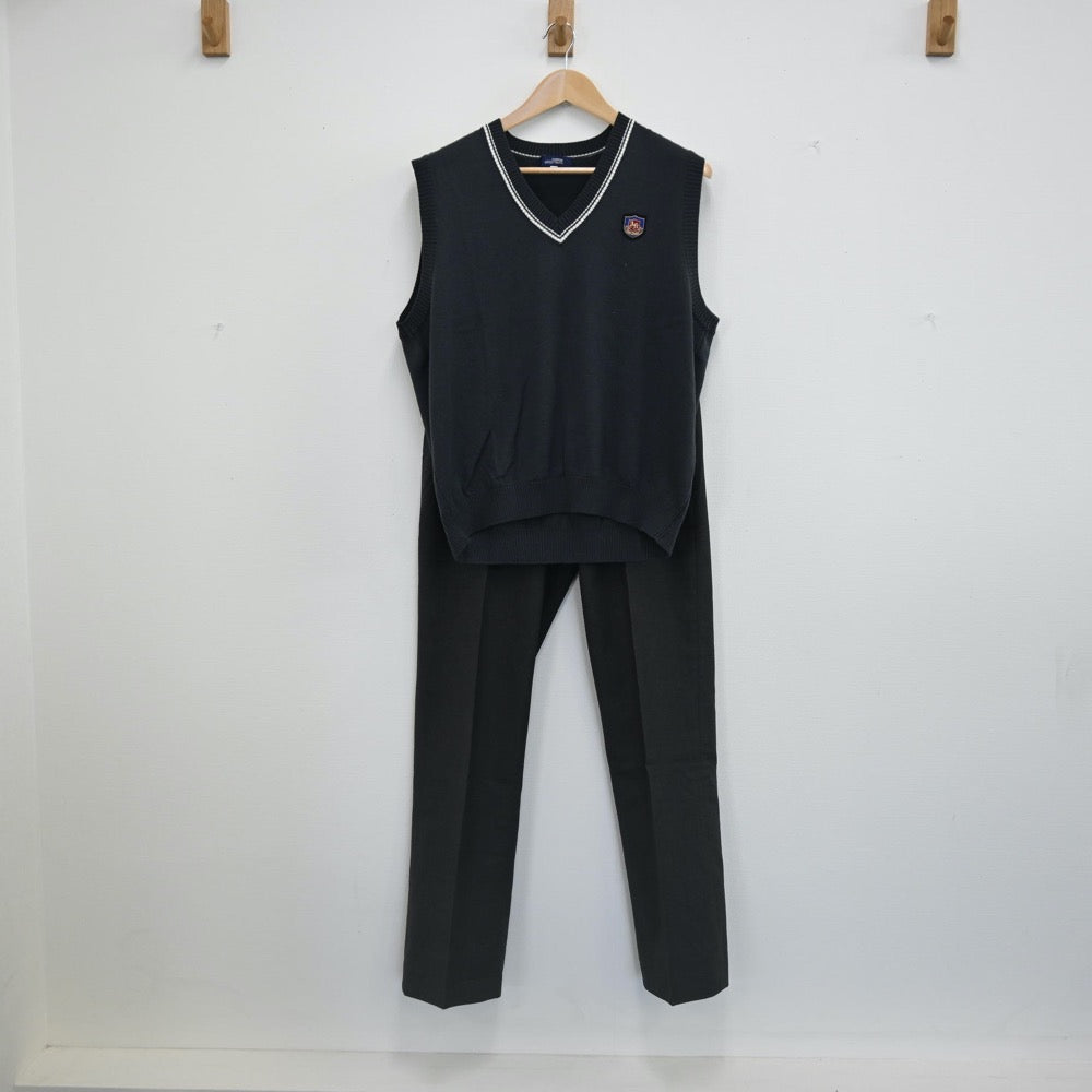 【中古】兵庫 兵庫県立明石北高等学校 男子制服 2点（ニットベスト・ズボン）sf002173
