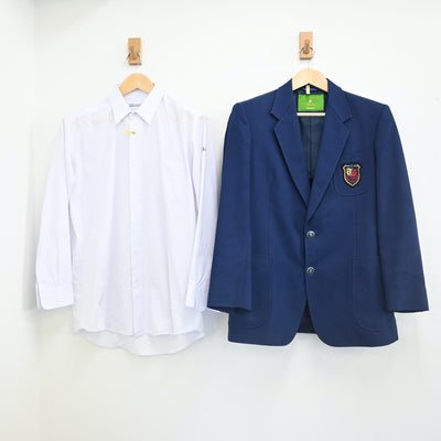 【中古】富山 富山県立富山商業高等学校 男子制服 3点（ブレザー・シャツ）sf002181