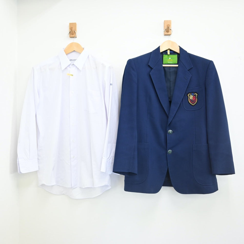【中古】富山 富山県立富山商業高等学校 男子制服 3点（ブレザー・シャツ）sf002181