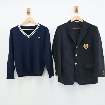 【中古】大阪府 西野田工科高等学校 男子制服 2点（ブレザー・ニット）sf002203
