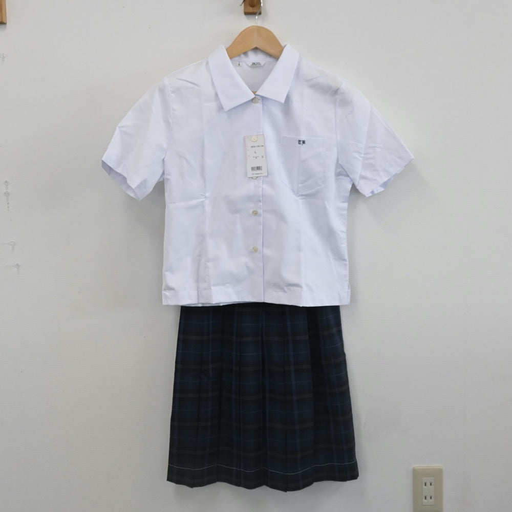 【中古】鳥取県 鳥取湖陵高等学校 女子制服 3点（シャツ・スカート）sf002204