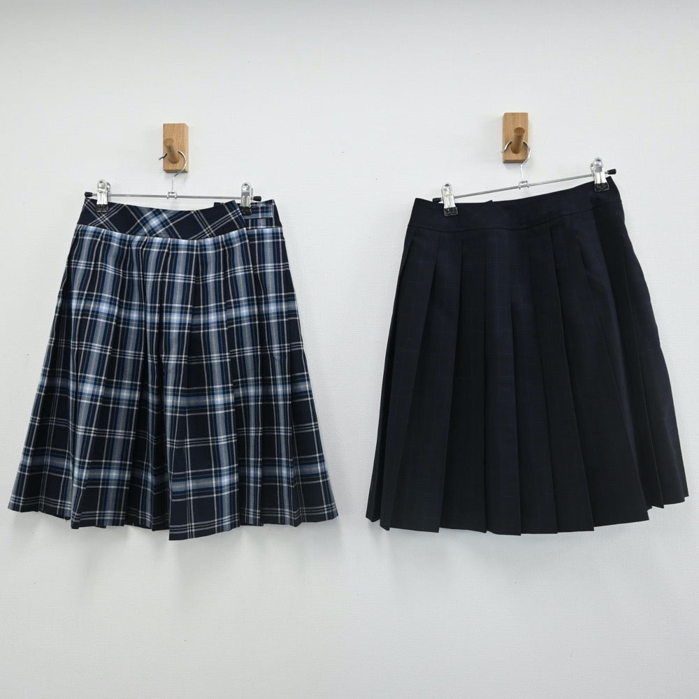 【中古】茨城 東亜学園高等学校 女子制服 3点（ニットベスト・スカート・スカート）sf002205