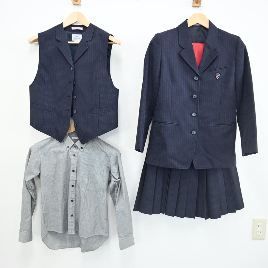 【中古】愛知県 藤ノ花女子高等学校 女子制服 5点（ブレザー・ベスト・シャツ・スカート）sf002235