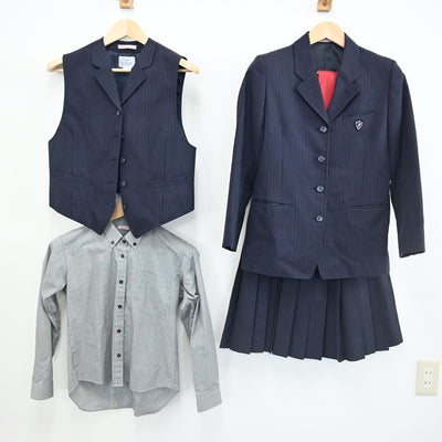 【中古】愛知県 藤ノ花女子高等学校 女子制服 5点（ブレザー・ベスト・シャツ・スカート）sf002235