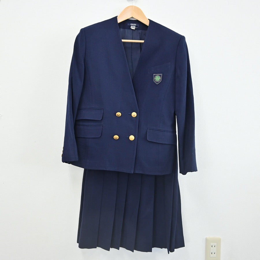 【中古】愛知県 人間環境大学岡崎学園高等学校 女子制服 5点（ブレザー・ベスト・ニット・スカート）sf002242