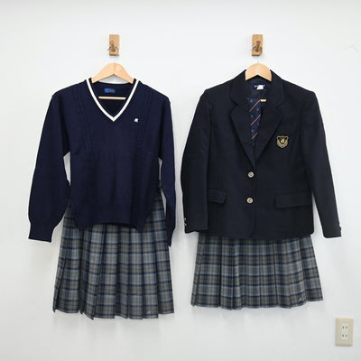 【中古】千葉県 松戸市立高等学校 女子制服 5点（ブレザー・ニット・スカート・スカート）sf002248