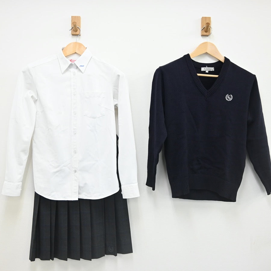 【中古】東京都 東京農業大学第一高等学校 女子制服 6点（ブレザー・スカート・ニット・シャツ）sf002326