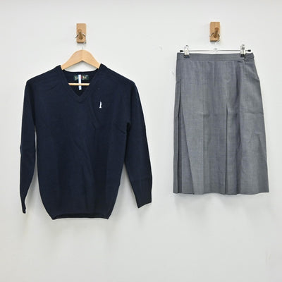 【中古】東京都 福生市第二中学校 女子制服 3点（ベスト・ニット・スカート）sf002332