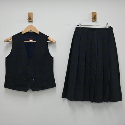 【中古】千葉県 四街道市立四街道北中学校 女子制服 5点（ブレザー・ベスト・スカート）sf002346
