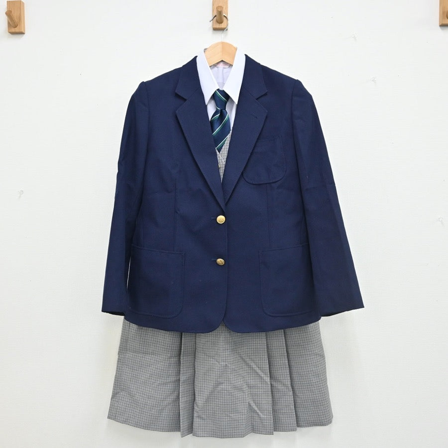 【中古】宮城県 名取市立閖上小中学校 女子制服 5点（ブレザー・シャツ・ベスト・スカート）sf002354