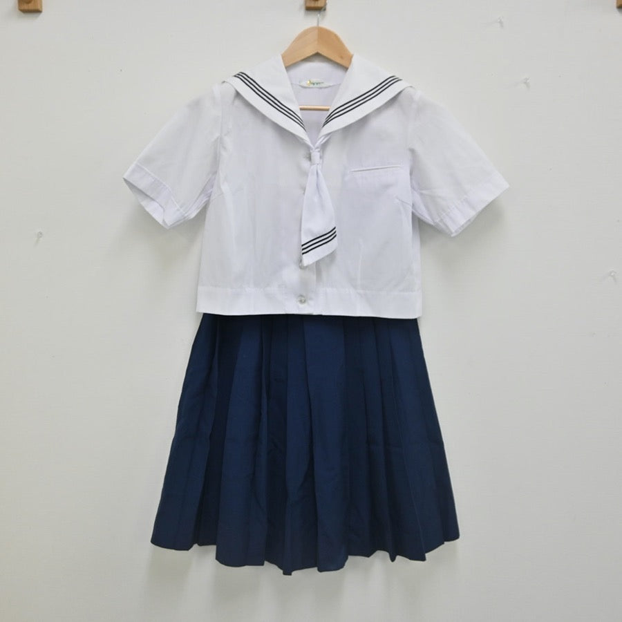 【中古】埼玉県 越谷市立武蔵野中学校 女子制服 3点（セーラー服・スカート）sf002364
