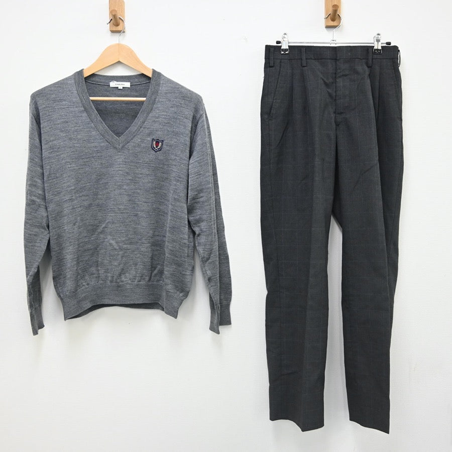 【中古】東京都 北区桜丘高等学校 男子制服 5点（ブレザー・ニット・ズボン）sf002366