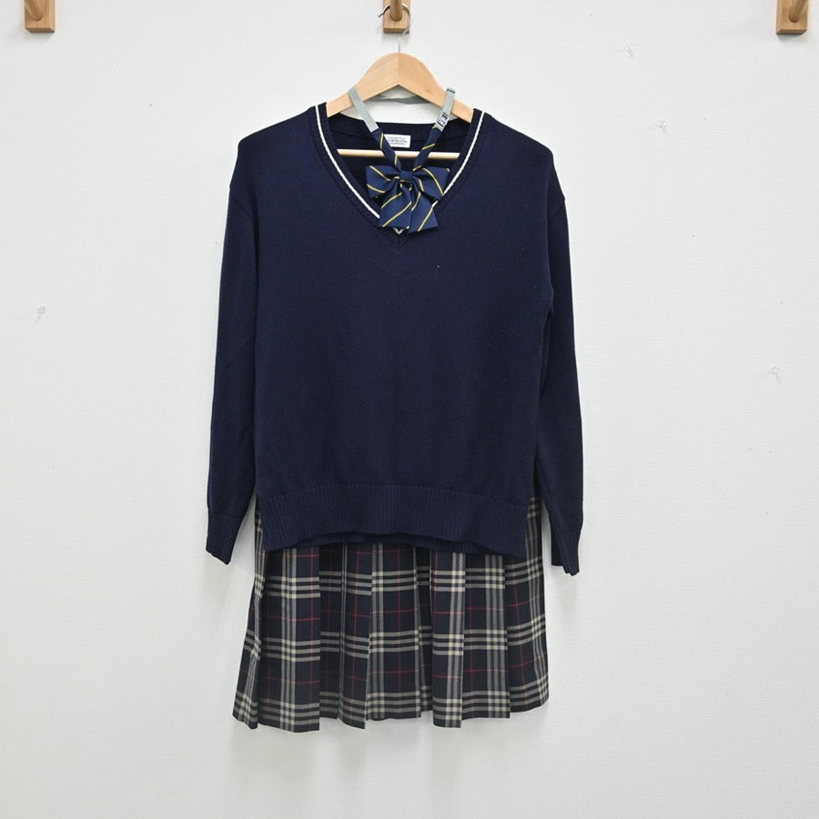【中古】埼玉県 私立栄北高等学校 女子制服 3点（ニット・スカート）sf002374