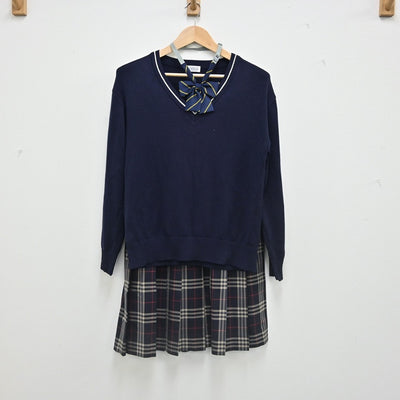 【中古】埼玉県 私立栄北高等学校 女子制服 3点（ニット・スカート）sf002374