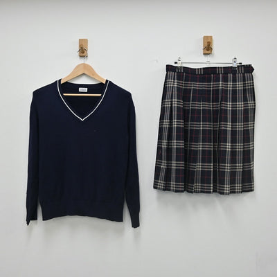 【中古】埼玉県 私立栄北高等学校 女子制服 3点（ニット・スカート）sf002374