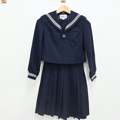 【中古】埼玉県 鶴ヶ島中学校 女子制服 4点（セーラー服・ニット・スカート）sf002385