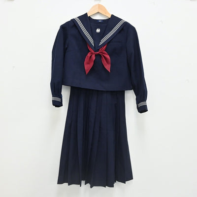 【中古】北海道 函館市立北中学校 女子制服 3点（セーラー服・セーラー服・スカート）sf002391