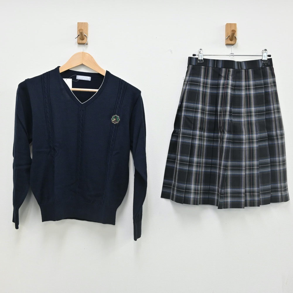 【中古】大阪府 浪速高等学校 女子制服 4点（ブレザー・ニット・スカート）sf002399