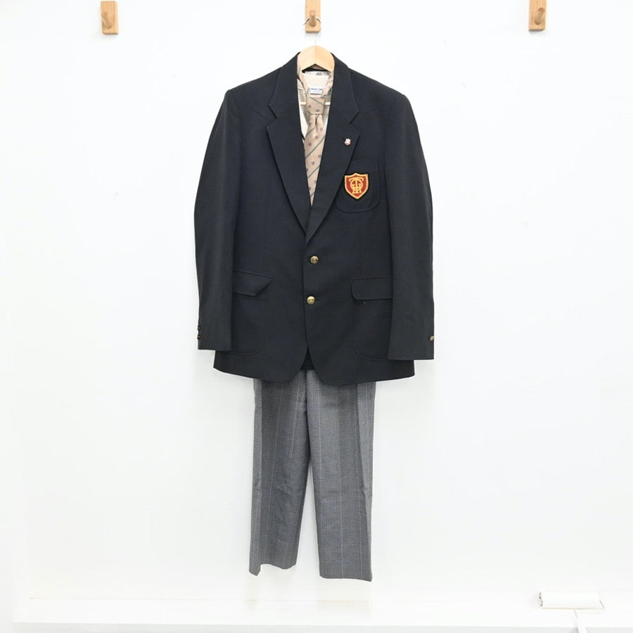 【中古】大阪府 近代附属高校 男子制服 4点（ブレザー・ニットベスト・ズボン）sf002401