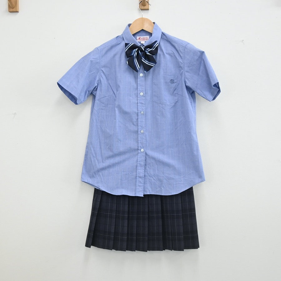 【中古】東京都 朋優学院高等学校 女子制服 6点（ニットベスト・シャツ・シャツ・スカート）sf002451