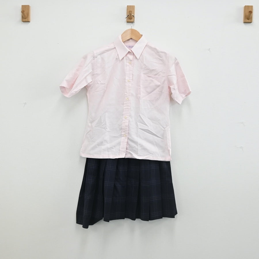 【中古】京都府 京都西山高校 女子制服 4点（シャツ・ニットベスト・スカート）sf002459