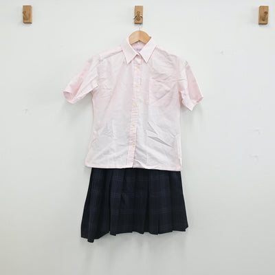 【中古】京都府 京都西山高校 女子制服 4点（シャツ・ニットベスト・スカート）sf002459