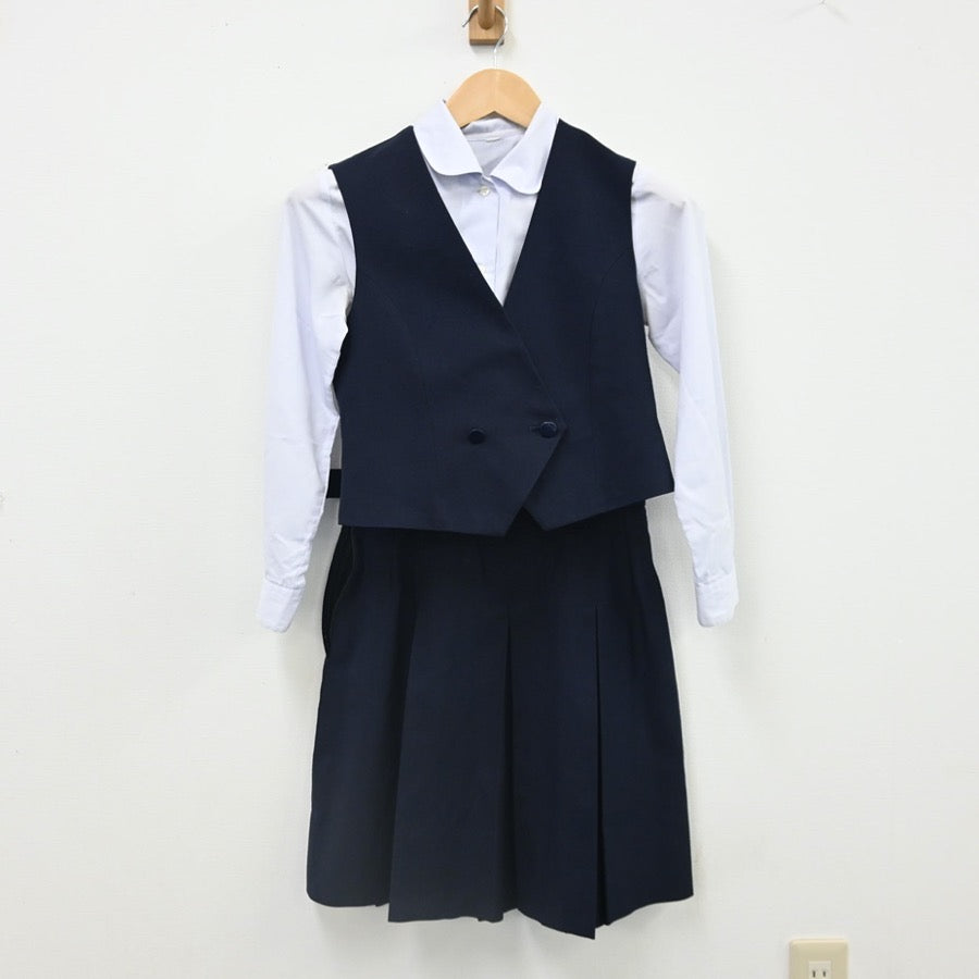 【中古】埼玉県 筑波大学附属坂戸高等学校 女子制服 5点（ブレザー・シャツ・ベスト・ニット・スカート）sf002481