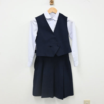【中古】埼玉県 筑波大学附属坂戸高等学校 女子制服 5点（ブレザー・シャツ・ベスト・ニット・スカート）sf002481