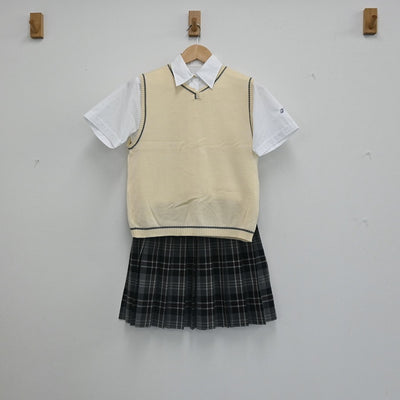 【中古】大阪府 大阪国際滝井高校 女子制服 3点（シャツ・ニットベスト・スカート）sf002533
