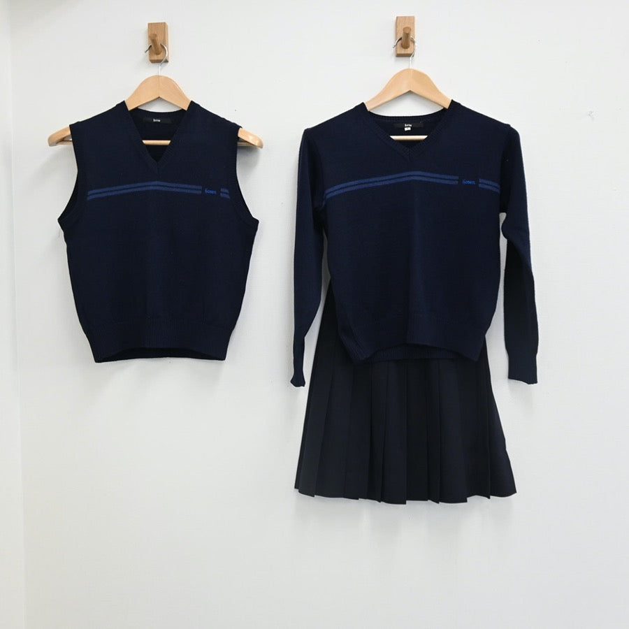 【中古】東京都 宝仙学園高等学校 女子制服 3点（ニット・ニット・スカート）sf002537