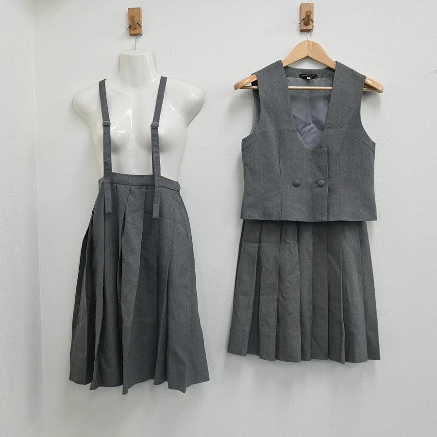 【中古】宮崎県 宮崎大学教育学部附属中学校 女子制服 3点（ベスト・スカート・スカート）sf002550