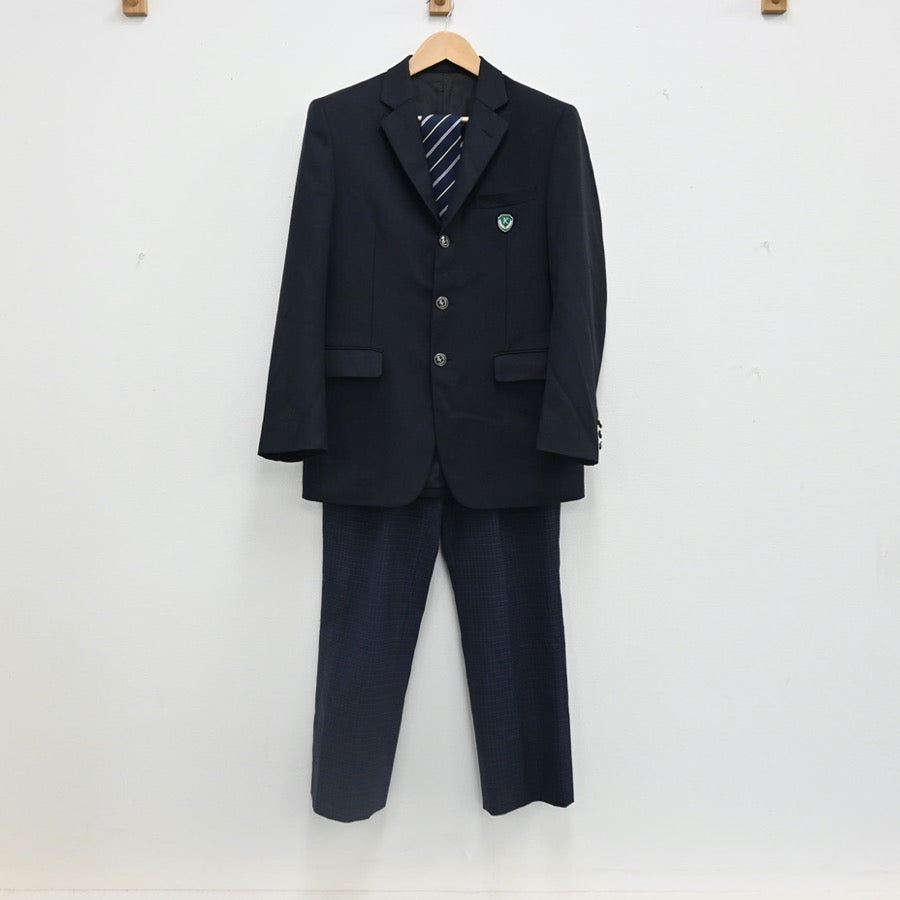 【中古】福岡県 福岡県立輝翔館中等教育学校 男子制服 5点（ブレザー・シャツ・ズボン）sf002556