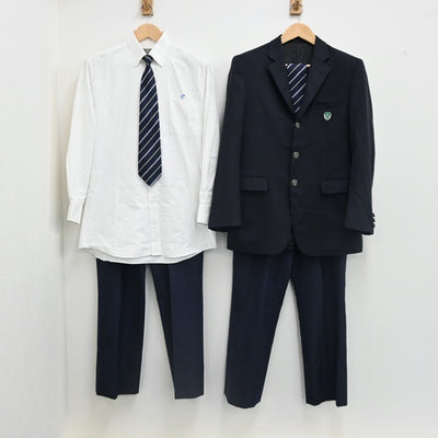 【中古】福岡県 福岡県立輝翔館中等教育学校 男子制服 5点（ブレザー・シャツ・ズボン）sf002556