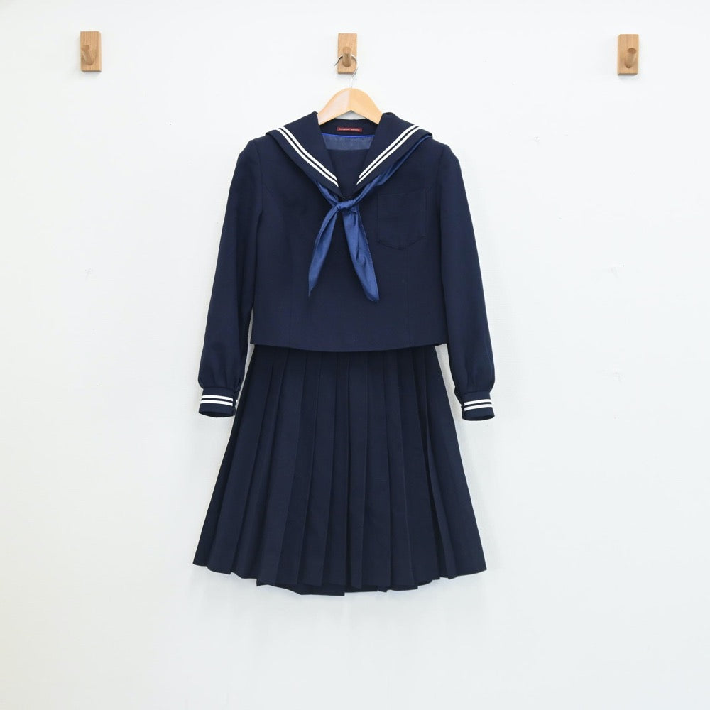 【中古】山口県 右田中学校 女子制服 4点（セーラー服・スカート・スカート）sf002576