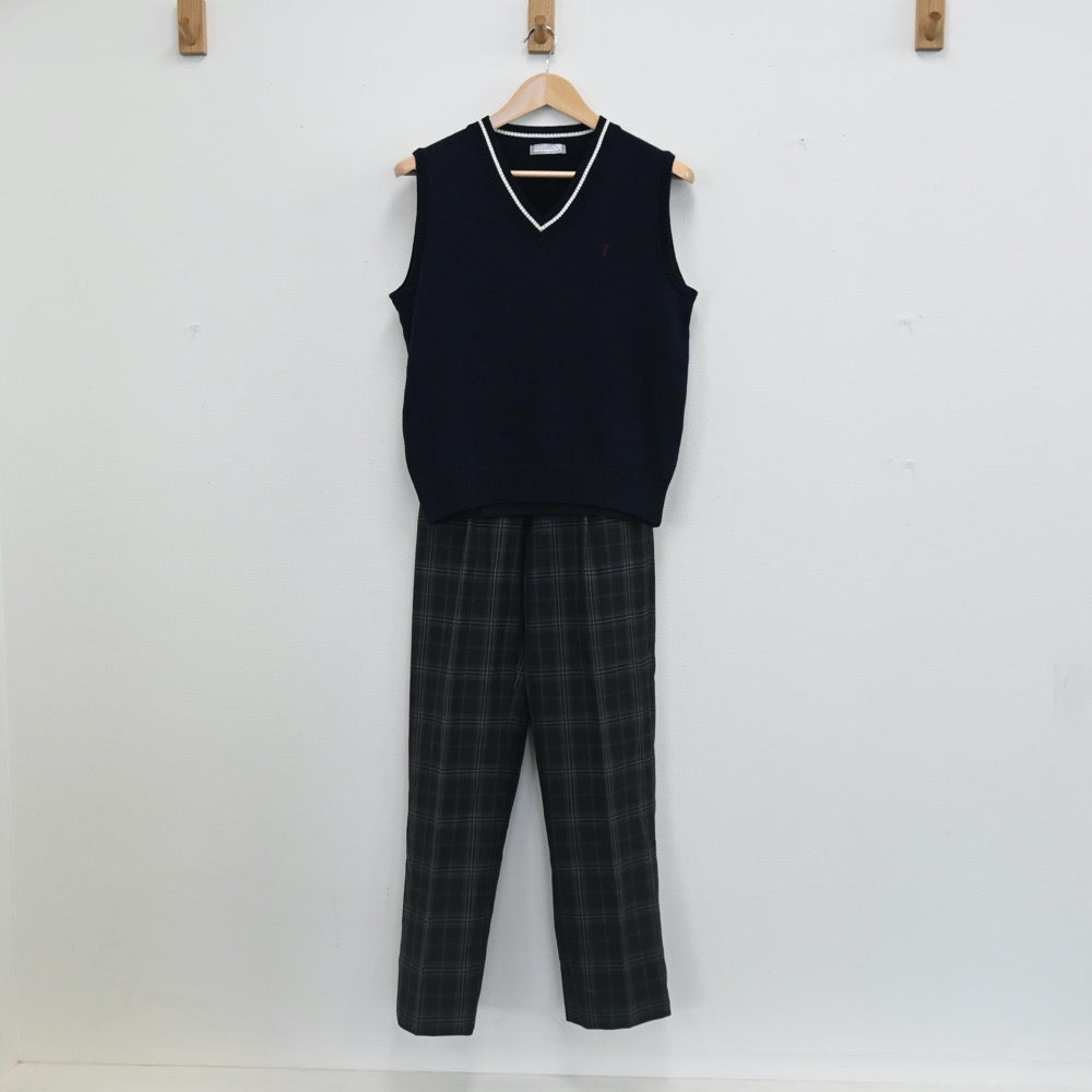 【中古】東京都 さくら国際高等学校東京校(通信制) 男子制服 2点（ニットベスト・ズボン）sf002585