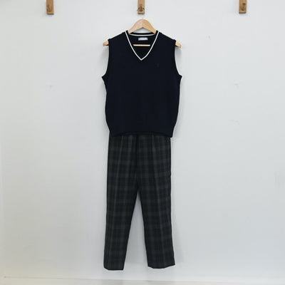 【中古】東京都 さくら国際高等学校東京校(通信制) 男子制服 2点（ニットベスト・ズボン）sf002585