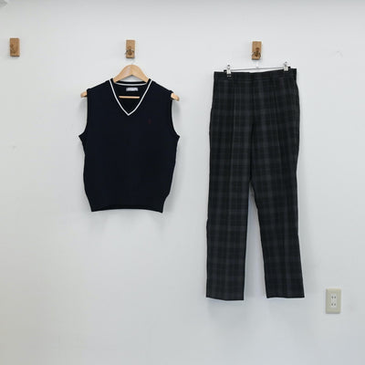 【中古】東京都 さくら国際高等学校東京校(通信制) 男子制服 2点（ニットベスト・ズボン）sf002585
