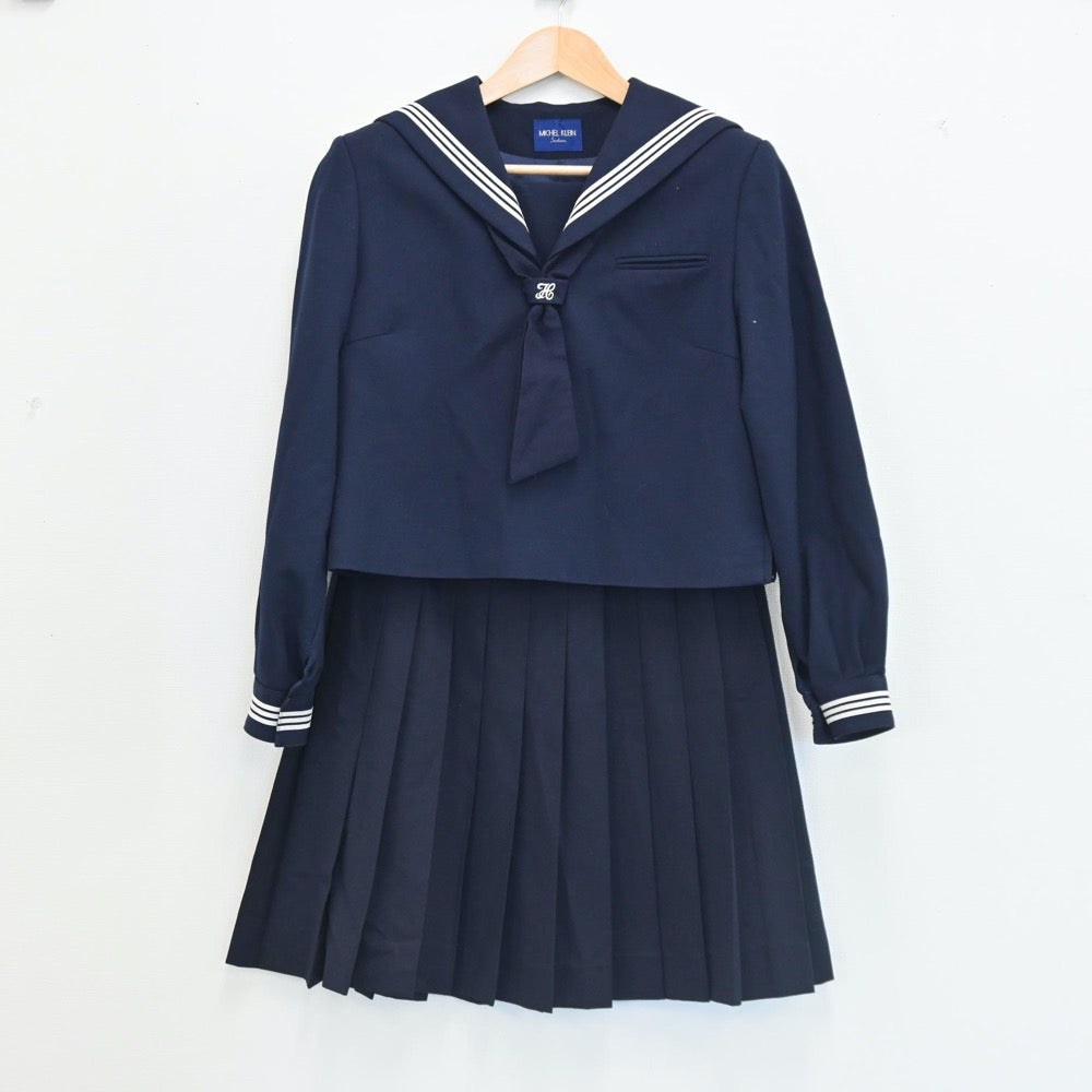 【中古】埼玉県 久喜市栗橋西中学校 女子制服 2点（セーラー服・スカート）sf002644