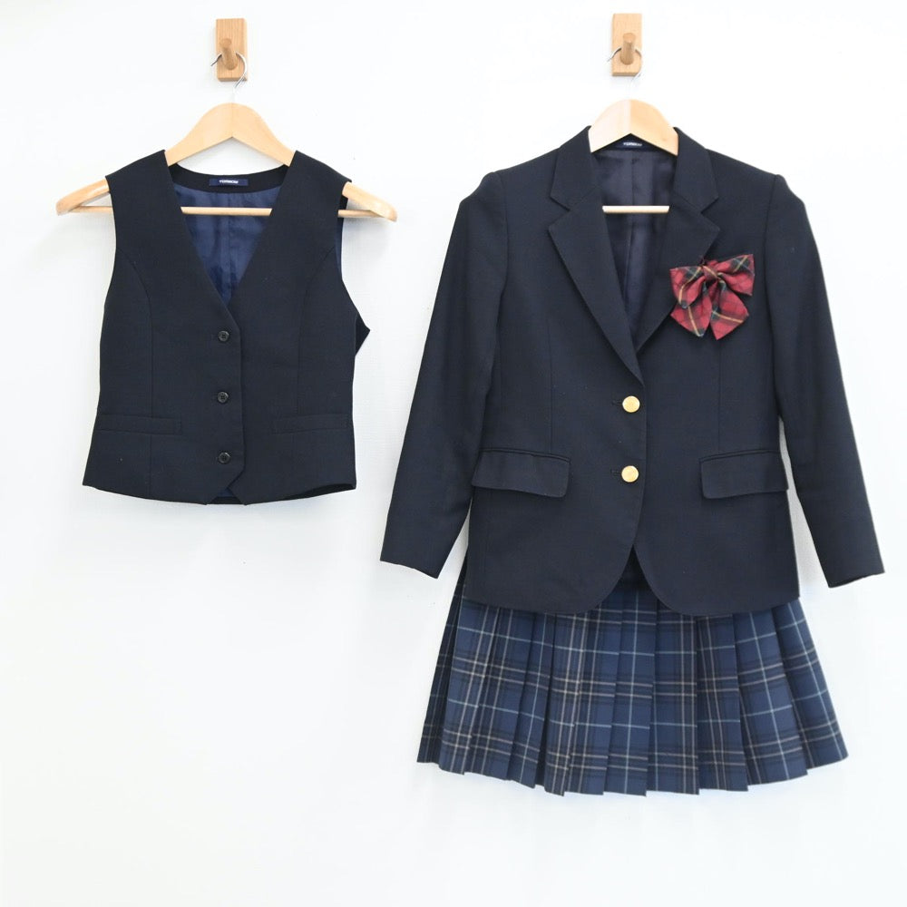 【中古】香川県 香川県立飯山高校 女子制服 4点（ブレザー・ベスト・スカート）sf002650
