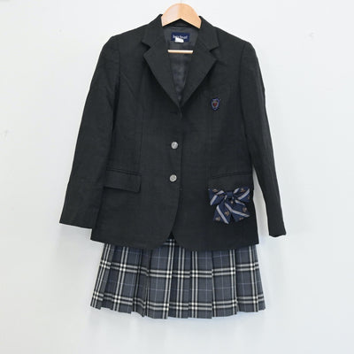 【中古】東京都 深川高校 女子制服 4点（ブレザー・ニット・スカート）sf002654