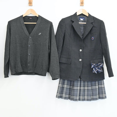 【中古】東京都 深川高校 女子制服 4点（ブレザー・ニット・スカート）sf002654